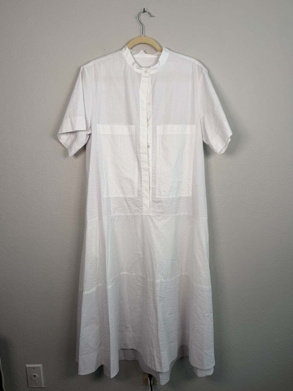 Goop G. LABEL GWYN Mendoza Drop Waist Shirt Dress White Size 10 Nautical Preppy